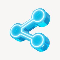 3D blue neon share icon