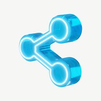 3D blue neon share icon psd