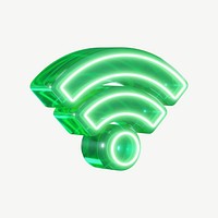 Wifi neon icon, 3D digital remix psd