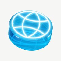 3D blue grid globe, connection icon psd