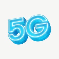 5G neon icon, 3D digital remix psd