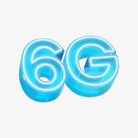 6G neon icon, 3D digital remix psd