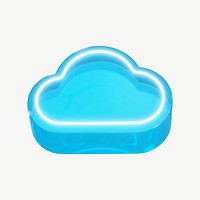 3D neon blue cloud psd