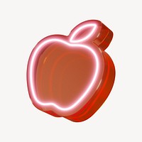 3D red neon apple, education icon