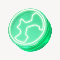 World green neon icon element, digital remix