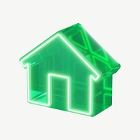 Neon house 3D element psd