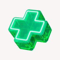 3D neon green cross sign psd