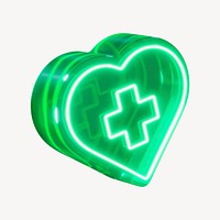 3D green medical heart, health & wellness psd