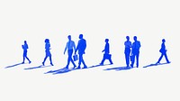 Blue businesspeople walking element, digital remix psd