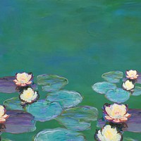 Monet's water lilies border background. Famous art remixed by rawpixel.