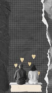 Couple aesthetic iPhone wallpaper, ripped paper texture background