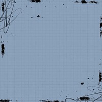 Blue grid pattern background, ink stain border