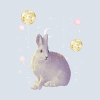 White bunny, animal collage art