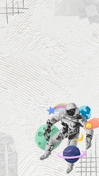 Astronaut space aesthetic iPhone wallpaper, paper collage art