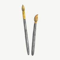 Gold paint brushes collage element psd