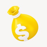 3D yellow money bag, element illustration