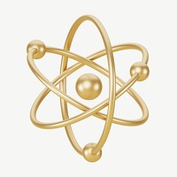 3D gold atom, collage element psd