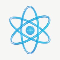 3D blue atom, collage element psd