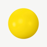 3D yellow ball, collage element psd