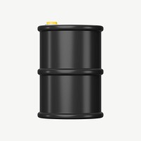 3D black oil barrel, collage element psd