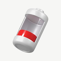 3D low battery icon, collage element psd