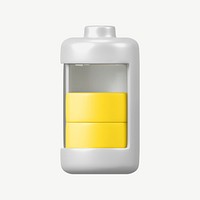 3D yellow battery icon, collage element psd