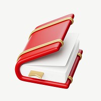 Red book, 3D education collage element psd