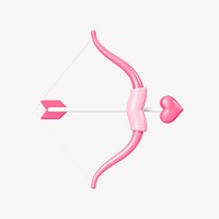 Pink Cupid arrow bow, 3D collage element psd