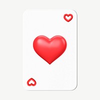 Heart play card, 3D love collage element psd