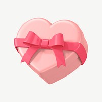 Pink heart box, 3D Valentine's gift collage element psd