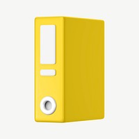 Yellow folder, 3D office stationery collage element psd