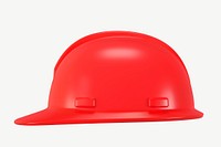 3D red safety helmet, collage element psd