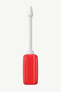 3D red screwdriver, collage element psd