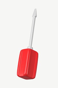 3D red screwdriver, collage element psd