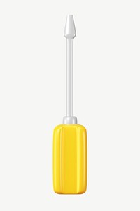 3D yellow screwdriver, collage element psd