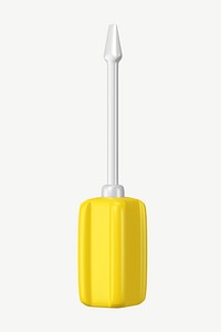 3D yellow screwdriver, collage element psd