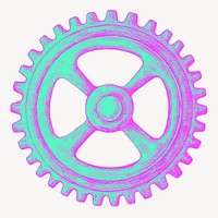 Cog wheel, green & pink collage element