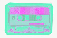 Cassette tape, green & pink psd