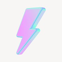 Lightning bolt 3D gradient collage element