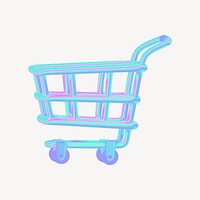 Shopping cart 3D gradient collage element