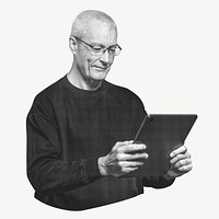 Senior man using tablet