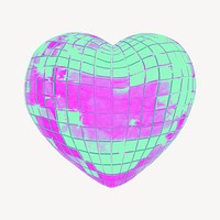 3D gradient green heart collage element