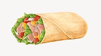 Mexican salad wrap, food illustration