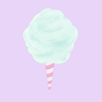 Blue cotton candy, dessert illustration psd