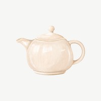 Beige teapot collage element psd