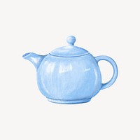 Blue teapot, kitchenware illustration