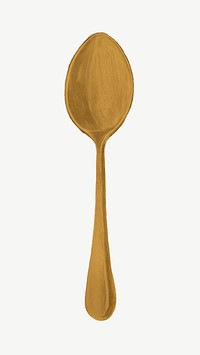 Gold spoon cutlery collage element psd