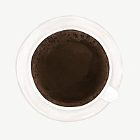 Black coffee, morning beverage collage element psd