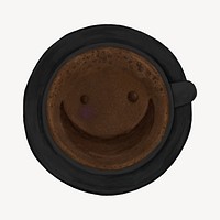 Smiling coffee, morning beverage collage element psd