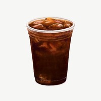 Iced Americano coffee, morning beverage collage element psd